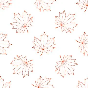 Seamless vector background of the contours of a maple leaf Stock Illustration