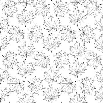 Seamless vector background of the contours of a maple leaf Stock Illustration
