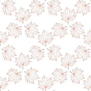Seamless vector background of the contours of a maple leaf Stock Illustration