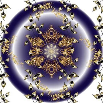 Seamless vector background. Floral pattern. Wallpaper baroque, damask. Golden el Stock Illustration