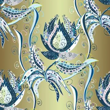 Seamless vector background with flowers. Flat Flower Elements Design. Children s 스톡 일러스트