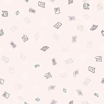 Seamless vector background with flying, falling, scattered paper sheets 스톡 일러스트
