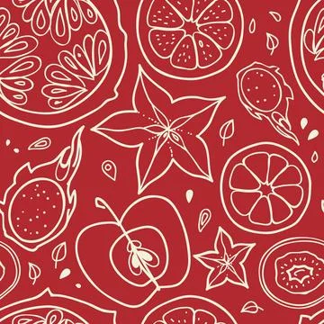 Seamless vector background with fruits. Stock Illustration