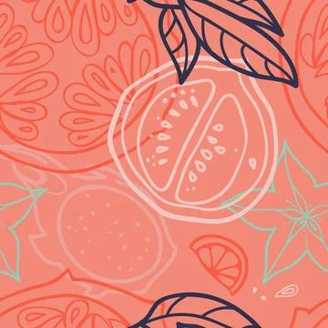 Seamless vector background with fruits. Stock Illustration