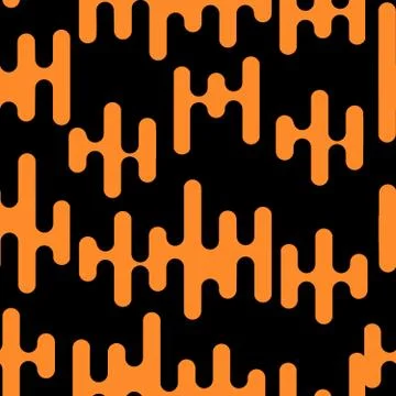 Seamless vector background illustration with abstract shapes orange on black Stock Illustration