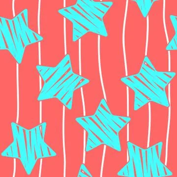 A seamless vector background made of horizontal stripes and stars . Lines dra Stock Illustration