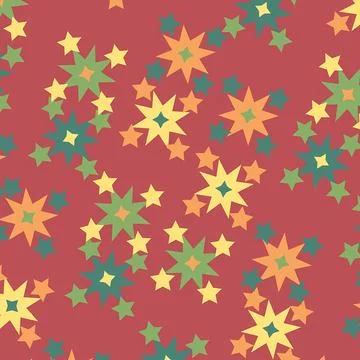 Seamless Vector Background with Modern Minimalist Colorful Geometric Stars Illustrazione stock