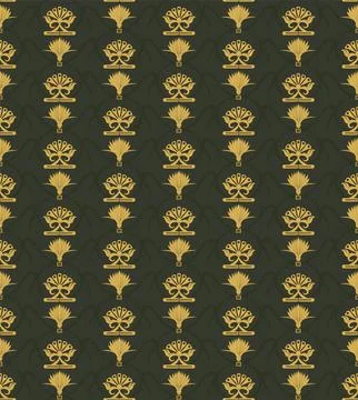 Seamless vector background with a pattern created with lotus flowers and geom Stockillustratie