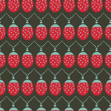 Seamless vector background pattern with ladybug christmas lights Stock Illustration
