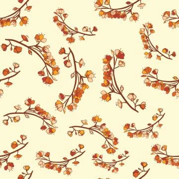 Seamless vector background. Sakura branches. Stock Illustration