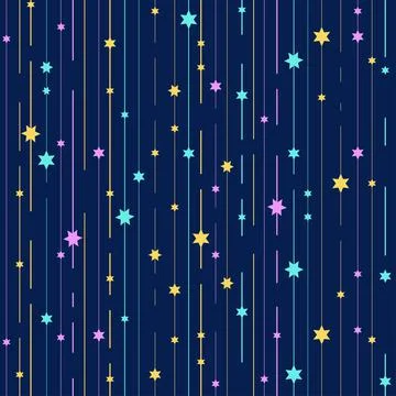 Seamless vector background with stars on blue background. Stock Illustration