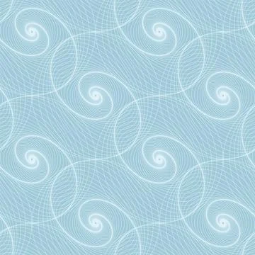 Seamless vector background tile with linear spirals balls in blue. Stock Illustration