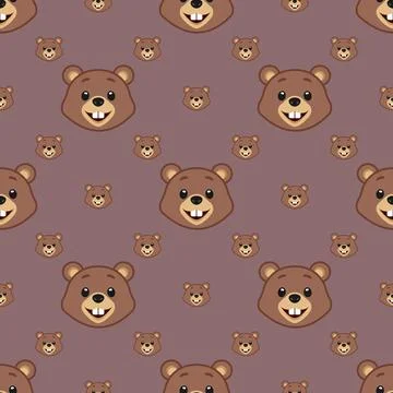 Seamless vector beaver pattern Stock Illustration