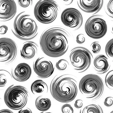 The seamless vector black and white pattern with abstract brush strokes. The Stock Illustration