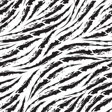 Seamless vector black and white pattern.Zebra skin. Stock Illustration
