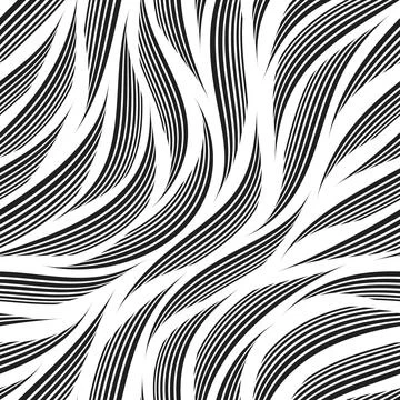 Seamless vector black and white pattern of smooth thin lines.Seamless vector Stock Illustration