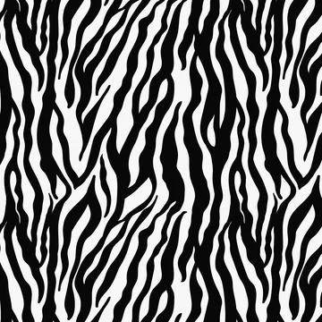 Seamless vector black and white zebra fur pattern Stock Illustration