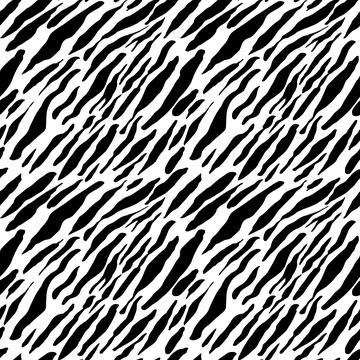 Seamless vector black and white zebra fur pattern. Stylish wild zebra print.. イラスト素材