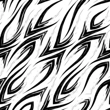 Seamless vector black line pattern with sharp corners smoothly flowing into each Stock Illustration