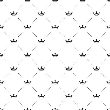 Seamless vector black pattern with king crowns Stockillustratie