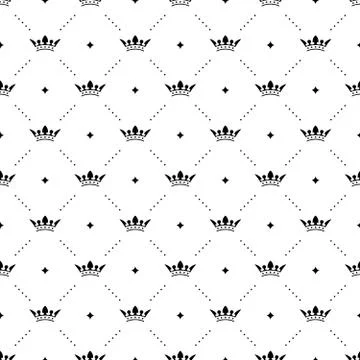 Seamless vector black pattern with king crowns Illustrazione stock