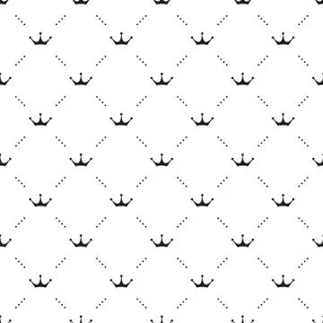 Seamless vector black pattern with king crowns on a white background. Vector  Stock Illustration