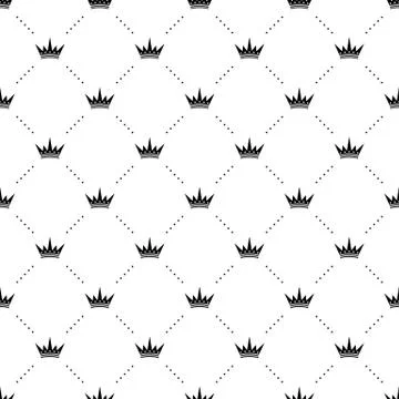 Seamless vector black pattern with king crowns Illustrazione stock