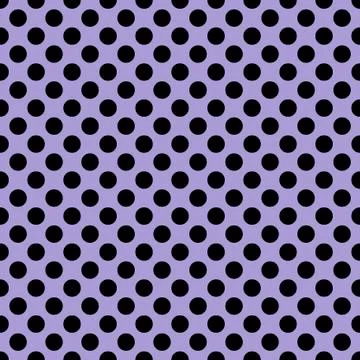 Seamless vector black polka dots pattern on light purple background Stock Illustration