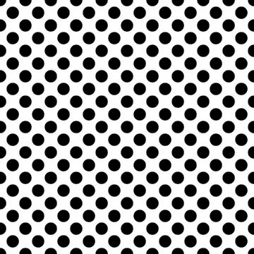 Seamless vector black polka dots pattern on white background Stock Illustration