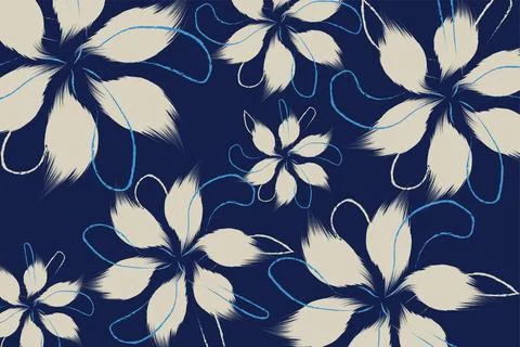 Seamless vector blue Flowers texture vector for clothes pattern, dark blue .. Stock Illustration