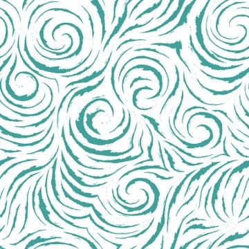 Seamless vector blue pattern of smooth lines with torn edges in the form of c Stock Illustration
