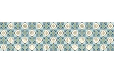 Seamless vector border pattern. Hand drawn square geometric mosaic grid. Modern Illustrazione stock