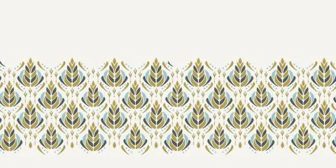 Seamless vector border pattern. Hand drawn leaf floral damask. Ornamental Stock Illustration