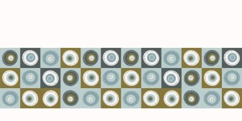 Seamless vector border pattern. Hand drawn square geometric mosaic grid. Modern 스톡 일러스트