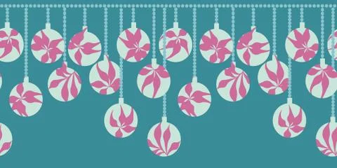 Seamless vector border print with tropical themed baubles Stock Illustration