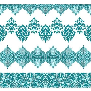 Seamless Vector Borders with Arabic Motifs Stock Illustration