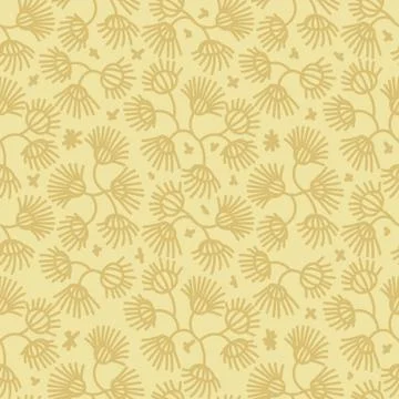 Seamless vector botanical pattern with simple yellow florals Stock Illustration