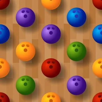 Seamless vector bowling pattern. Bowling track, ball, skittles on the floor.  스톡 일러스트