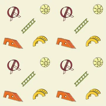 Seamless vector bright pattern for pet store toys for hamsters, mice, rats, f Stock Illustration