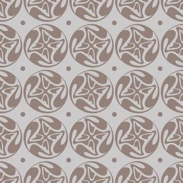 Seamless vector brown pattern in Art Nouveau style on gray background Stock Illustration