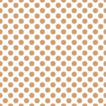 Seamless vector brown polka dots pattern on white background Stock Illustration
