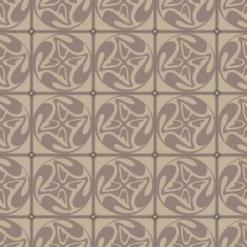 Seamless vector brown square pattern in Art Nouveau style Stock Illustration