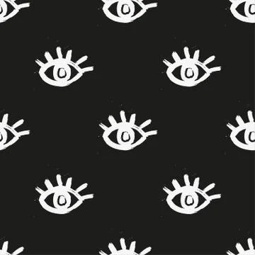 Seamless vector brush eye pattern. Stock Illustration