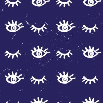 Seamless vector brush eye pattern. Illustrazione stock