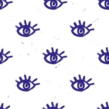 Seamless vector brush eye pattern. Illustrazione stock