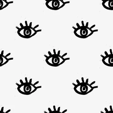Seamless vector brush eye pattern. Illustrazione stock