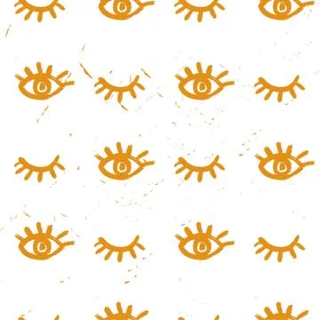 Seamless vector brush eye pattern. 스톡 일러스트