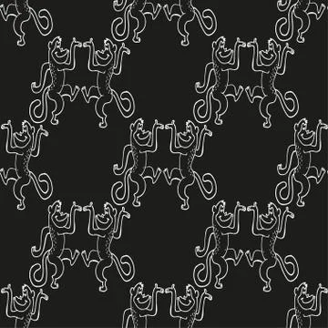 Seamless vector brush monkey pattern. Illustrazione stock