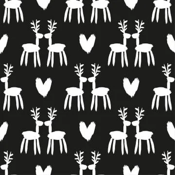 Seamless vector brush pattern with deers. Illustrazione stock
