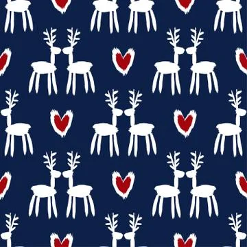 Seamless vector brush pattern with deers. Illustrazione stock